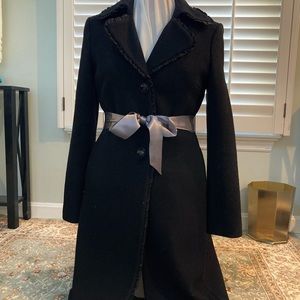 Size small wool coat with satin sash